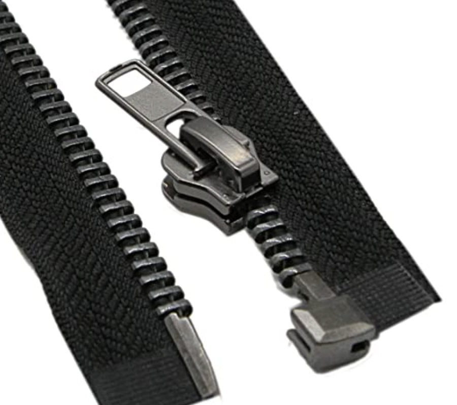 Heavy Duty Nickel Black Metal Zipper Fadeless Abrasion Resistant