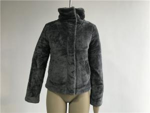 Cheap Charcoal Ladies Fake Fur Coats , Regular Length Faux Fur Women's Jacket TW8504 for sale