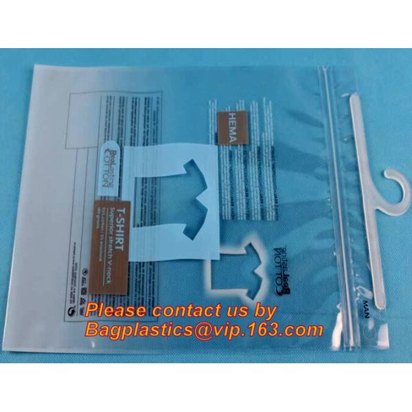 HOOK HANDLE POLYBAGS, RIGID HANDLE ZIPPER BAGS, SWIMWEAR BAGS,Custom Made Clothes Underwear PVC Packaging Bag with Hook