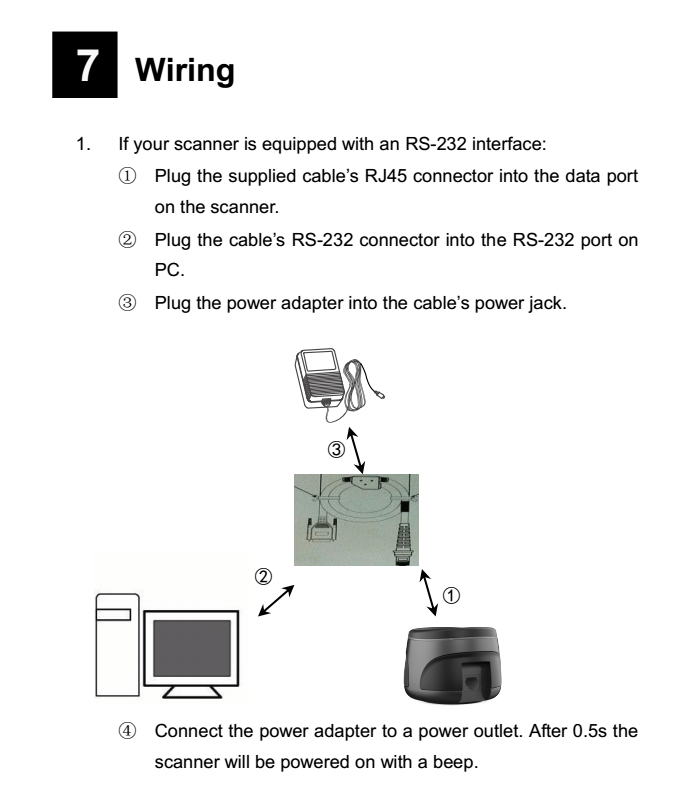 Round Desktop Barcode Scanner RS232 CMOS PDF417 Barcode Reader Scanner
