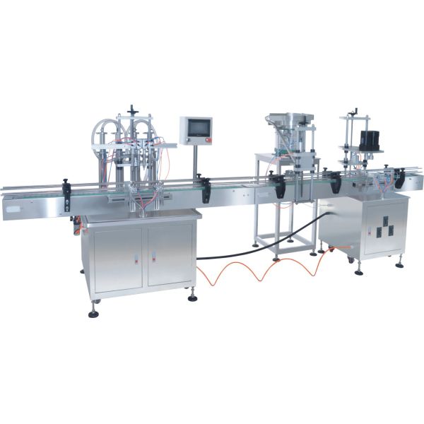 Automatic Liquid Filling Packaging Machine 4 Heads Straight Line