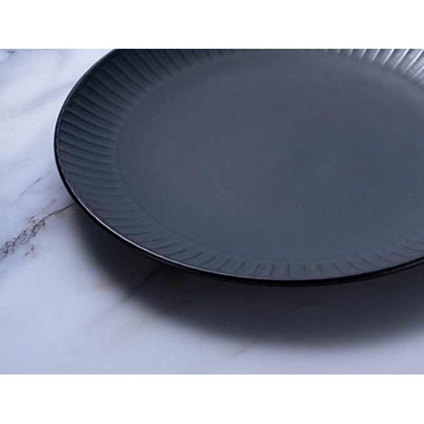 Reactive Dark Green Ceramic Dinner Plate Solid Color Dishes Plates For Restaurant