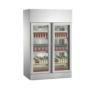 Cheap Supermarket Refrigerator 2 Glass Door Beverage Chiller Fresh Food Showcase Upright Display Fridge Bottle Cooler for sale