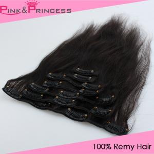 China Undyed Remy Clip-in Hair Extensions,Brazilian Virgin Human Hair,Straight Hair on sale