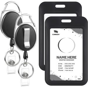 Pack Badge Holder Retractable Clip Heavy Duty Reels With Vertical Sliding ID