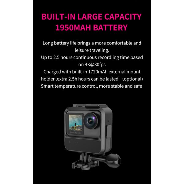 Real 4k Sports Ultra Hd Dv Wifi Action Camera Waterproof 20m Dual Screen Action Camera