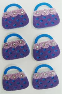 Cheap Screen Printed Printable Fabric Stickers With Decora Rhinestone Purple Bag Shape for sale