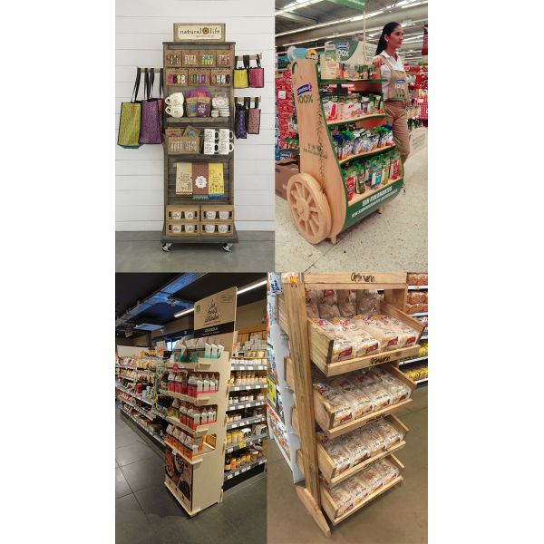 Modern Wooden Display Stand Free Standing Turning Display Stand Tiny Tips Sensitive For Kids