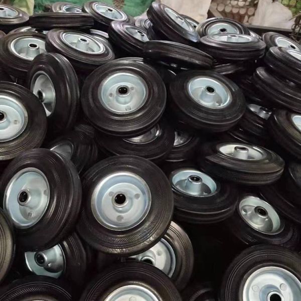 4 Inch Solid Rubber Casters Swivel Locking Threaded Stem Caster Wheels With Covers