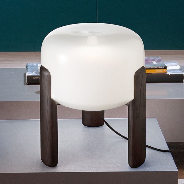 Stylish Nordic Wooden Bedside Lamp with Glass Shade and E27 Bulb for Modern Bedroom