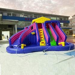 China EN71 Inflatable Bouncy Castle Water Inflatable Fun Park For Kids With Pool Slide on sale