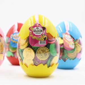 China Egg Shape Custom Chocolate Coins 4 Colors In One Carton Private Label on sale