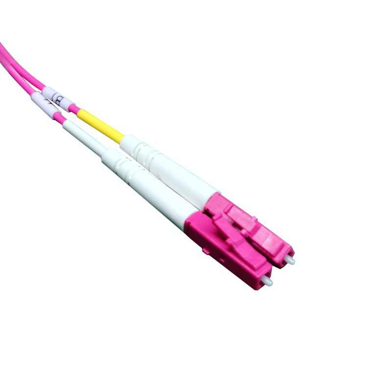 IEC OM4 Duplex LC Patch Cord Multimode Violet Pink LSZH Sheath