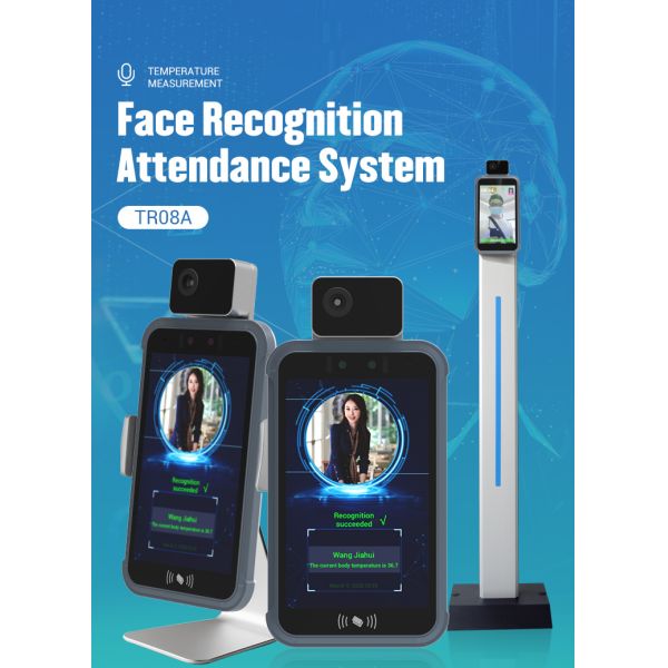 Support Multi Language 8 Inch Face Recognition Body Temperature Detection For Access