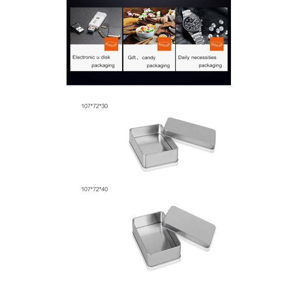 Antirust Lightweight Printed Tin Boxes With Hinged Lid Multipurpose