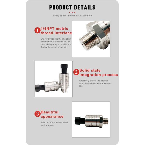 Explosion Proof 1/4NPT Metric Thread SUS304 Liquid Pressure Sensor