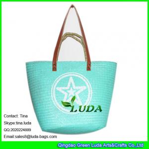 China LUDA 2016 popular beach bag white logo printed seagrass painted beach straw bags on sale