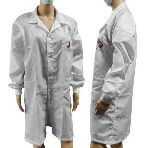 China Anti Static White 5mm Grid ESD Smock For Cleanroom on sale