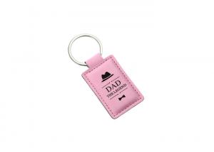 Cheap Rectangle PU Leather Key Chains Laser Logo 3mm Thick Vintage Leather Key Holder for sale