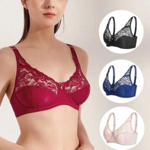Cheap                  Thin Sexy Lace Breathable Lingerie Bra Adjustable Gathered Bra Large Size Underwear              for sale