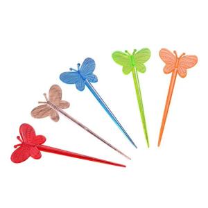 China Butterfly Plastic Disposable Fruit Stick Creativity Bar Restaurant Home Fork on sale