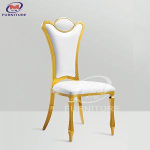 Cheap High End Hotel Banquet Chair , Gold High Back Stainless Steel Wedding Event Chairs for sale