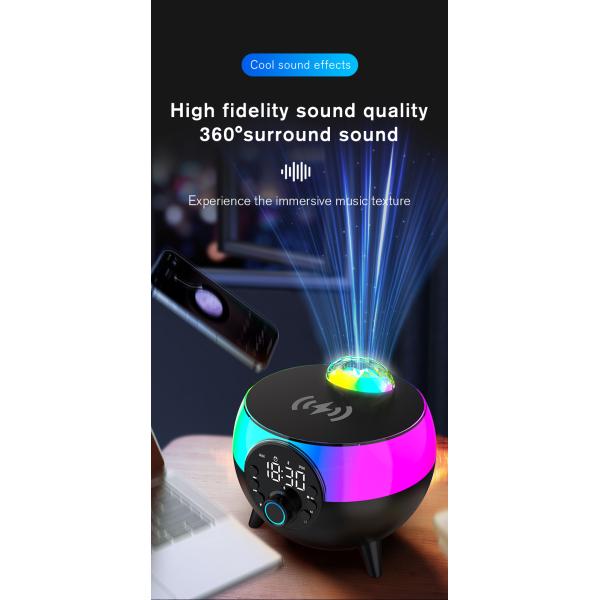 14W Bluetooth Speaker with Colorful LED Light and 2" Tweeter Size Wireless Charging