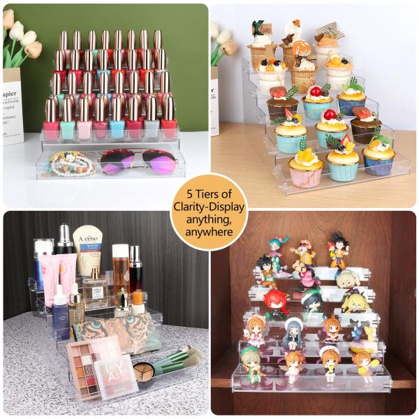 5Tier Spice Acrylic Shelf Organizer For Kitchen Cabinets Easy Snap Tool Free Installation