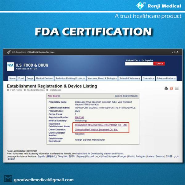 SARS COV-2 Specimen Collection Tube , Vtm Test Kit CE approved