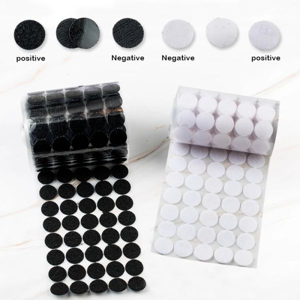 Adhesive hook and loop dots product display