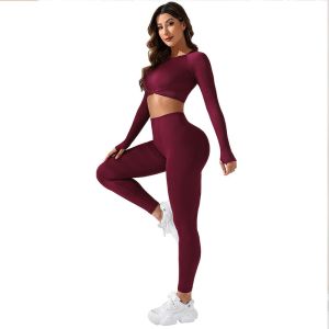Buy cheap High waist ABS fitness suit long sports t-shirt suit from wholesalers