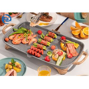 Cheap Stone Wood Grain Electric Grills Griddles Skillets 1350W 220V for sale