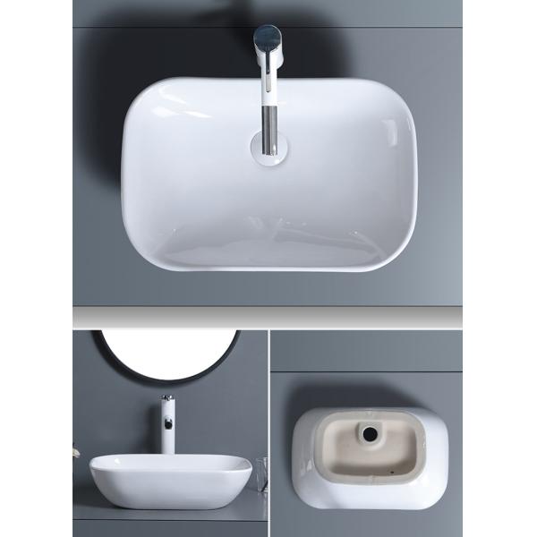 Ceramic Rectangular Vessel Bathroom Sink Porcelain White Scratch Proof Basin