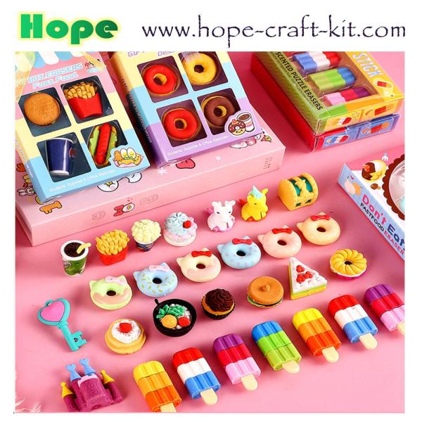 OEM ODM TPR PVC Erasers Kids Stationery supplies 3D Animal, Food, Plant, Vegetables, Fruits disassembled and assembl