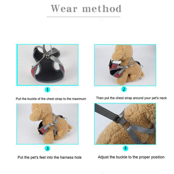 Pet Dog Cat Plaid Bowtie Harness Vest Escape-proof XS Harnesses for Puppy & Kitten