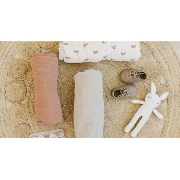 3 Pack Muslin Swaddle Blankets for Unisex, Newborn Receiving Blanket