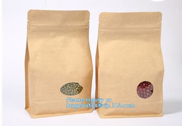 zipper. Zip lockk, Custom printed paper bread bags use for food packaging,Open Top Kraft Paper Laminated Foil Lined Flat B