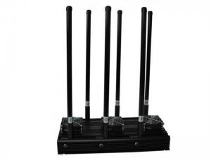 China 6 High Gain Antennas Black Cell Phone Signal Jammer With 2 Cooling Fans , CE SGS on sale