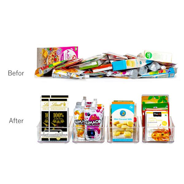 Stackable Refrigerator Organizer Bins, 6 Pack Clear Kitchen Organizer Container Bins With Handles