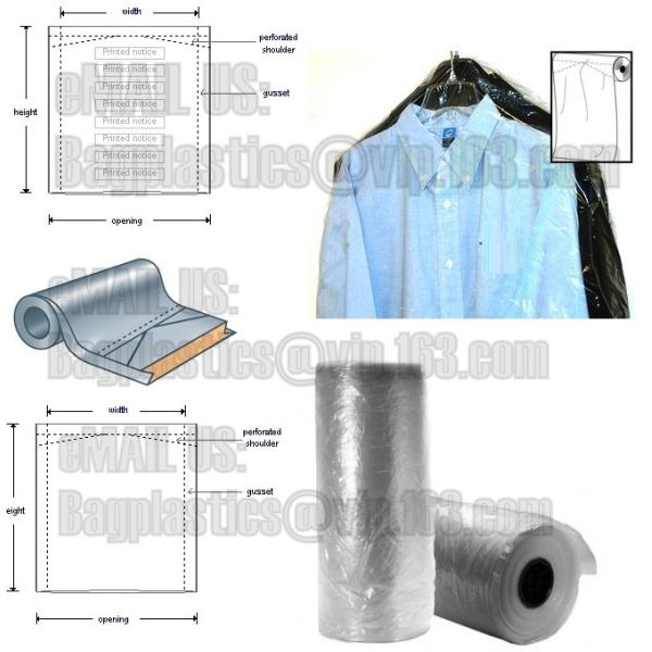 BIODEGRADABLE printed Laundry dry cleaning garment bag on roll,laundry suit garment packaging dry cleaning cover plastic