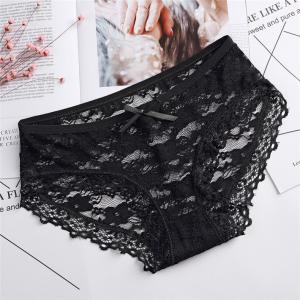 China Sexy Knitted Black Cotton Seamless Underwear Undies Spandex 3XL Hollow Mesh on sale