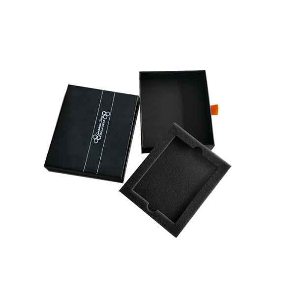 Color Black Paper Matchbox Slide Box , Slide Out Gift Box With Foam Insert