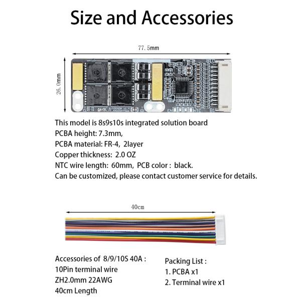 High Precision 8S 40A Lithium Battery BMS Board With NTC For Electric Repair Tools