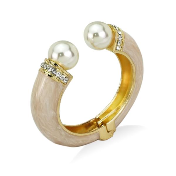 Classic Crystal Bangles Bracelets For Women Gold Color pearl Bangles Femal Opening Bangles Wedding Jewelry Accessories