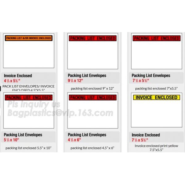 Waterproof packing list envelopes with self adhesive A3 A4 B4 B5 A7 C5 C7size, packing list enclosed envelope a5, bageas