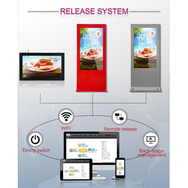 65 Inch 2500 Nits IP55 Waterproof Metro Digital Signage Non Touch