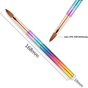 Cheap Colorful Rainbow Kolinsky Hair Nail Gel Brush ODM Metal Nail Art Pen for sale