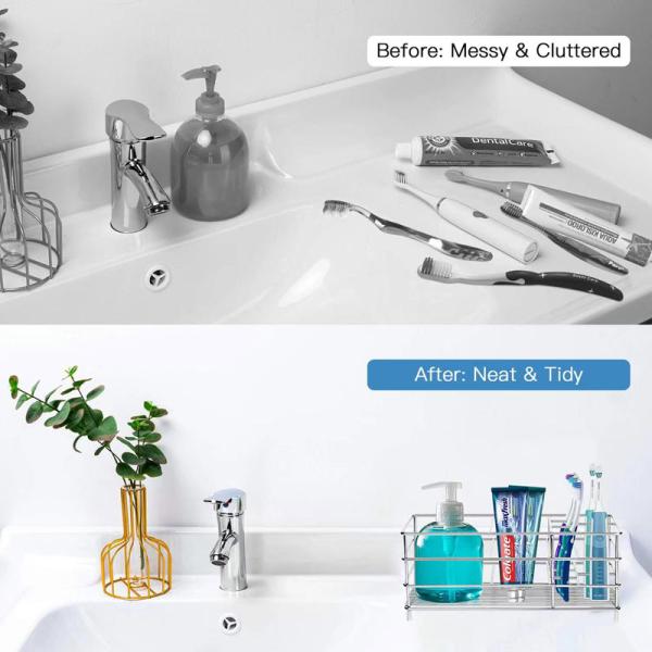 Durable Rust and Slip Resistant Toothbrush Holder Bathroom Accessories Organizer with 7 Slots