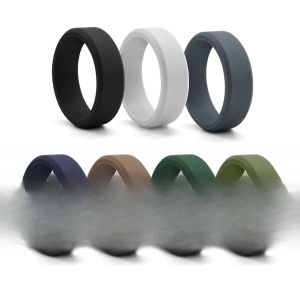 Buy cheap 8mm Beveled Edges Mens' Rubber Wedding Engagement Bands for Crossfit Workout from wholesalers