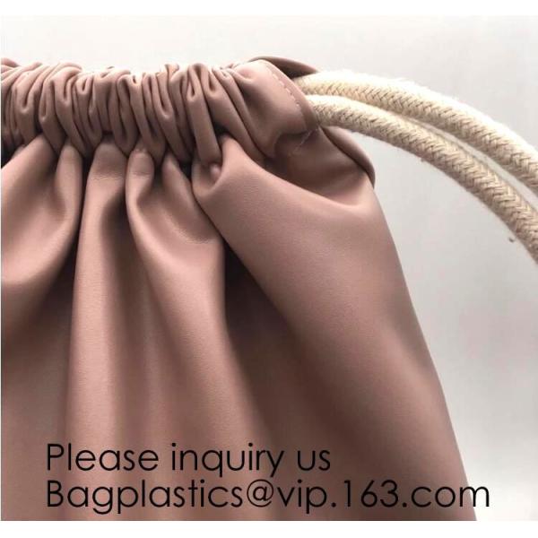 promotional fancy small waterproof black pu drawstring leather bag for money,logo making for promotion PU drawstring bag